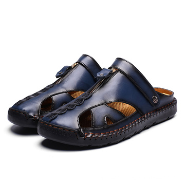 2021 Fashion New Summer Men's Shoes Work shoes Wear-Resistant Outdoor Non-Slip Breathable Leather Beach Shoes Men's Sandals